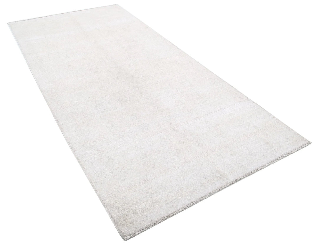 Ivory Afghan Tabriz Rug 4' 6" x 9' 6" Hand-Knotted | No. AT13498