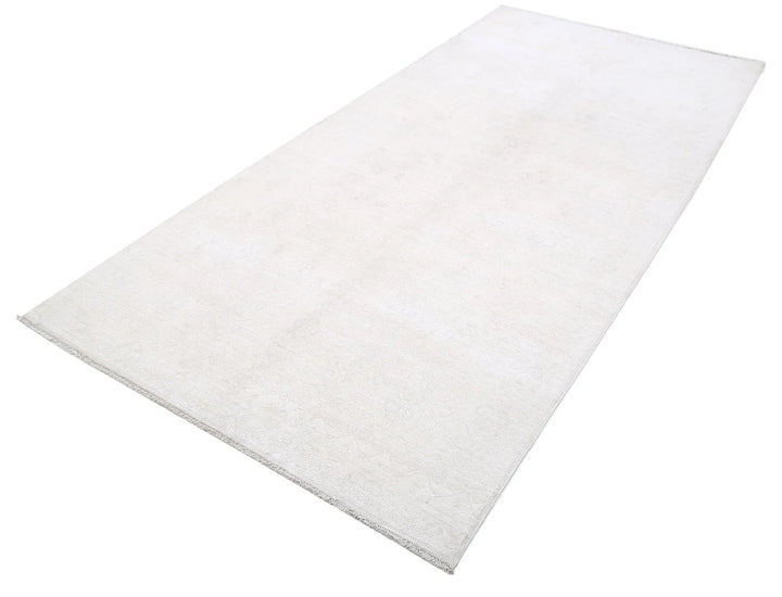Ivory Afghan Tabriz Rug 4' 6" x 9' 6" Hand-Knotted | No. AT13498