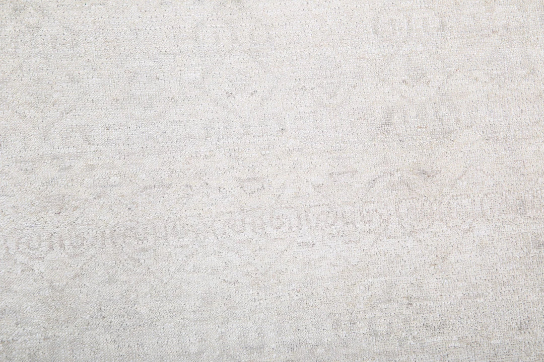 Ivory Afghan Tabriz Rug 4' 6" x 9' 6" Hand-Knotted | No. AT13498