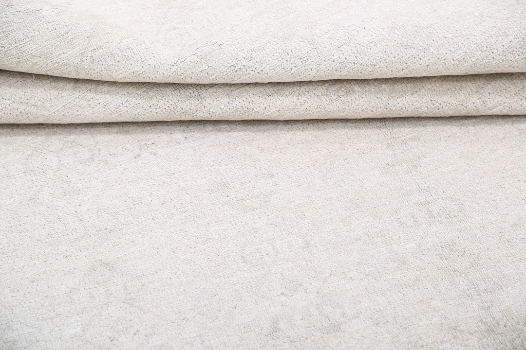 Ivory Afghan Tabriz Rug 4' 6" x 9' 6" Hand-Knotted | No. AT13498
