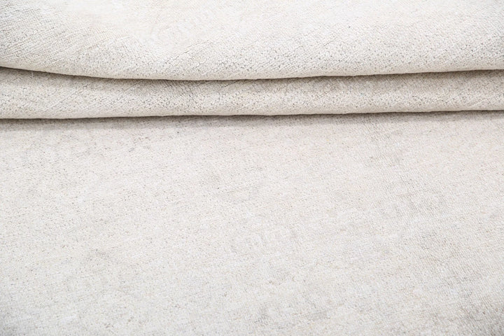 Ivory Afghan Tabriz Rug 4' 6" x 9' 6" Hand-Knotted | No. AT13498