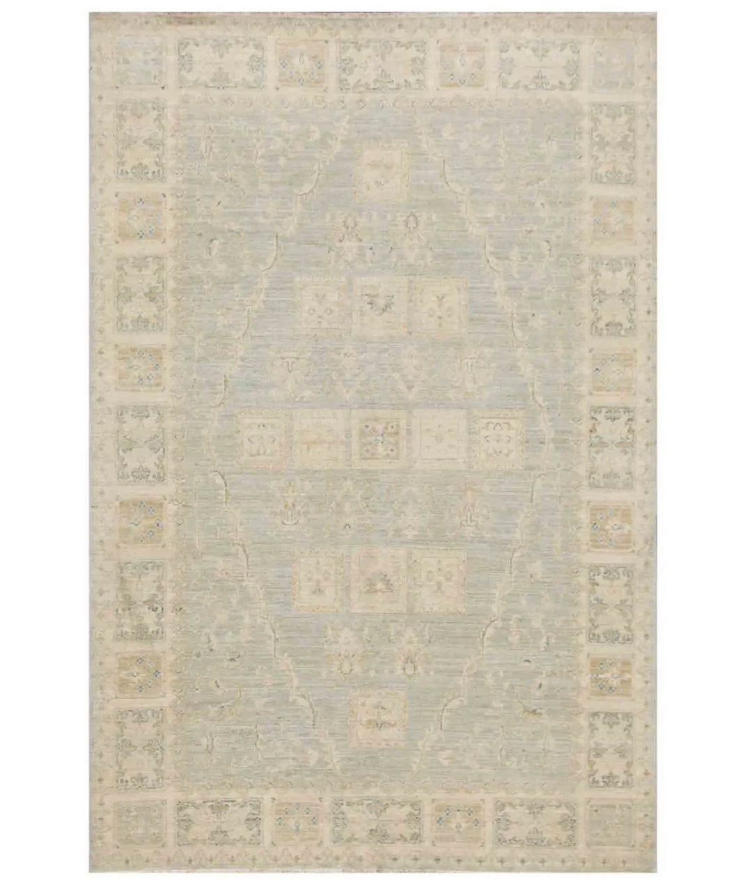 Teal Afghan Serenity Rug 5' 6" x 7' 11" Hand-Knotted | No. AT13520