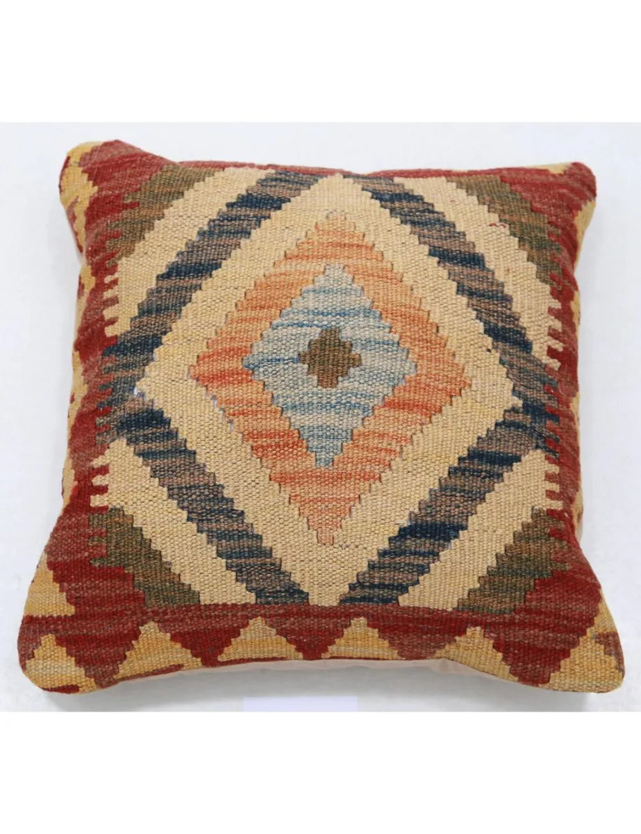 Hand Woven Tribal  Wool Pillow 1' 5" x 1' 5" - No. AT13522