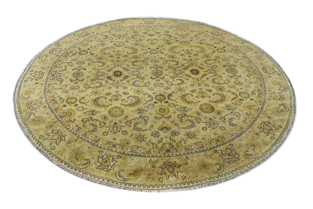 Beige Indian Ziegler Rug 7' 4" x 7' 7" Hand-Knotted | No. AT13535