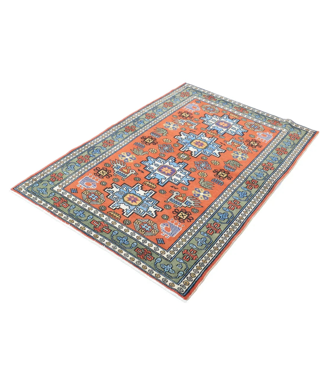 Afghan Shirvan Rug 3' 7" x 5' 0" Hand-Knotted | No. AT13824