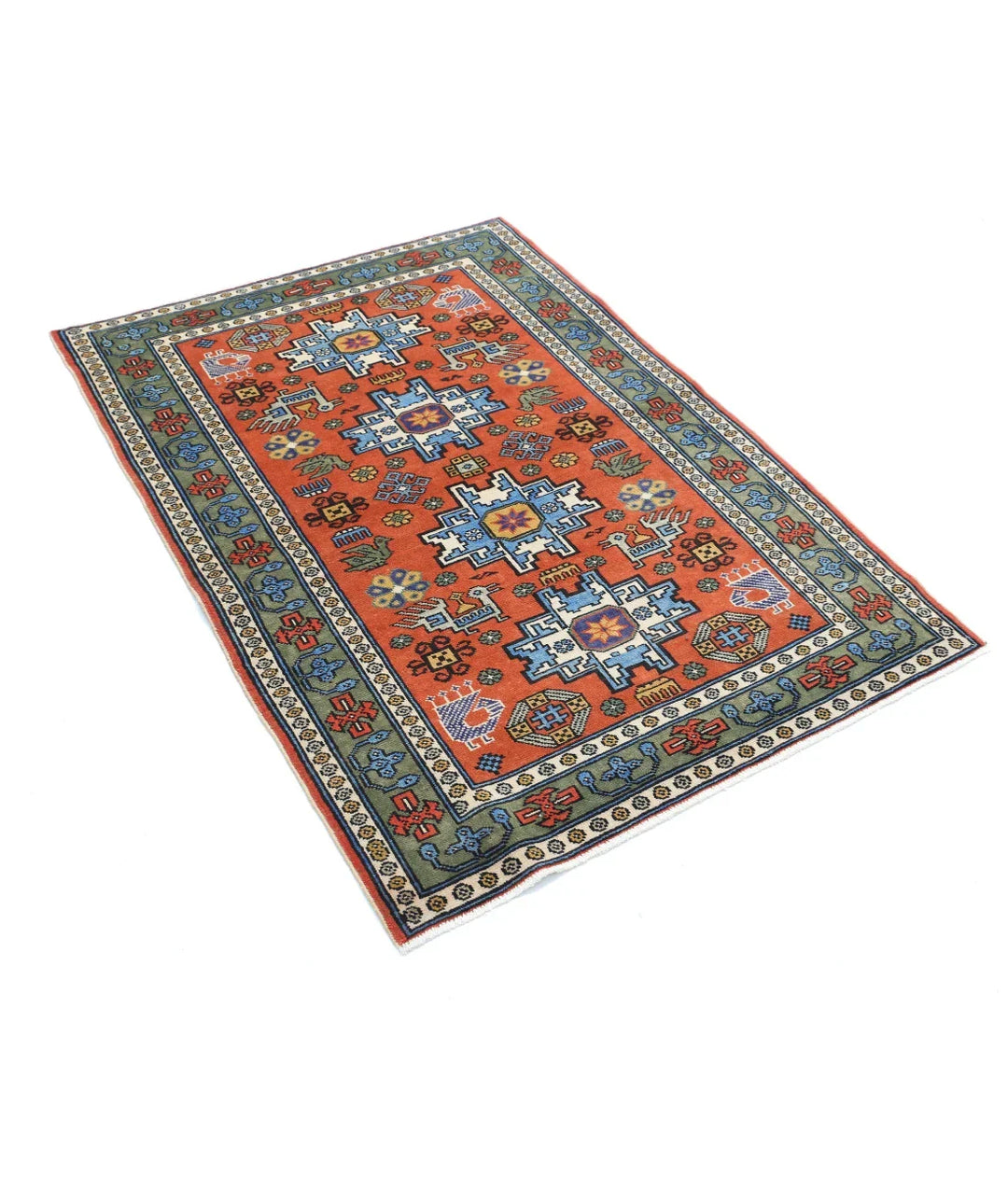Afghan Shirvan Rug 3' 7" x 5' 0" Hand-Knotted | No. AT13824
