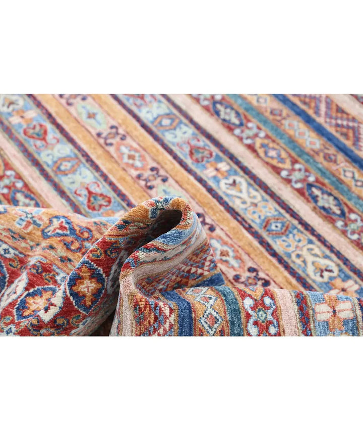 Blue Afghan Khurjeen Rug 4' 10" x 6' 2" Hand-Knotted | No. AT13888