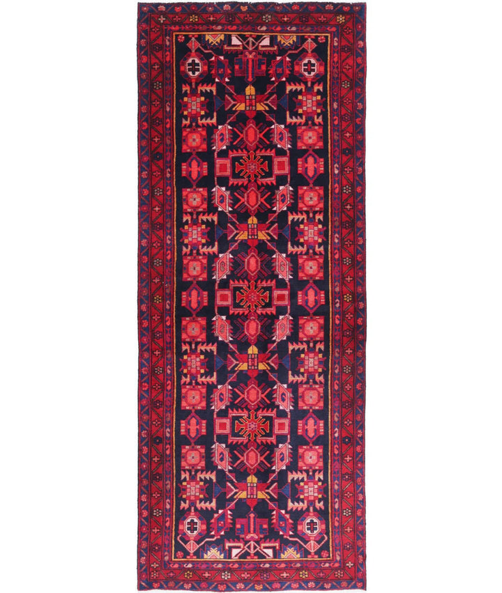 Persian Hamadan Runner Rug 3' 8" x 10' 0" Hand-Knotted | No. AT13965