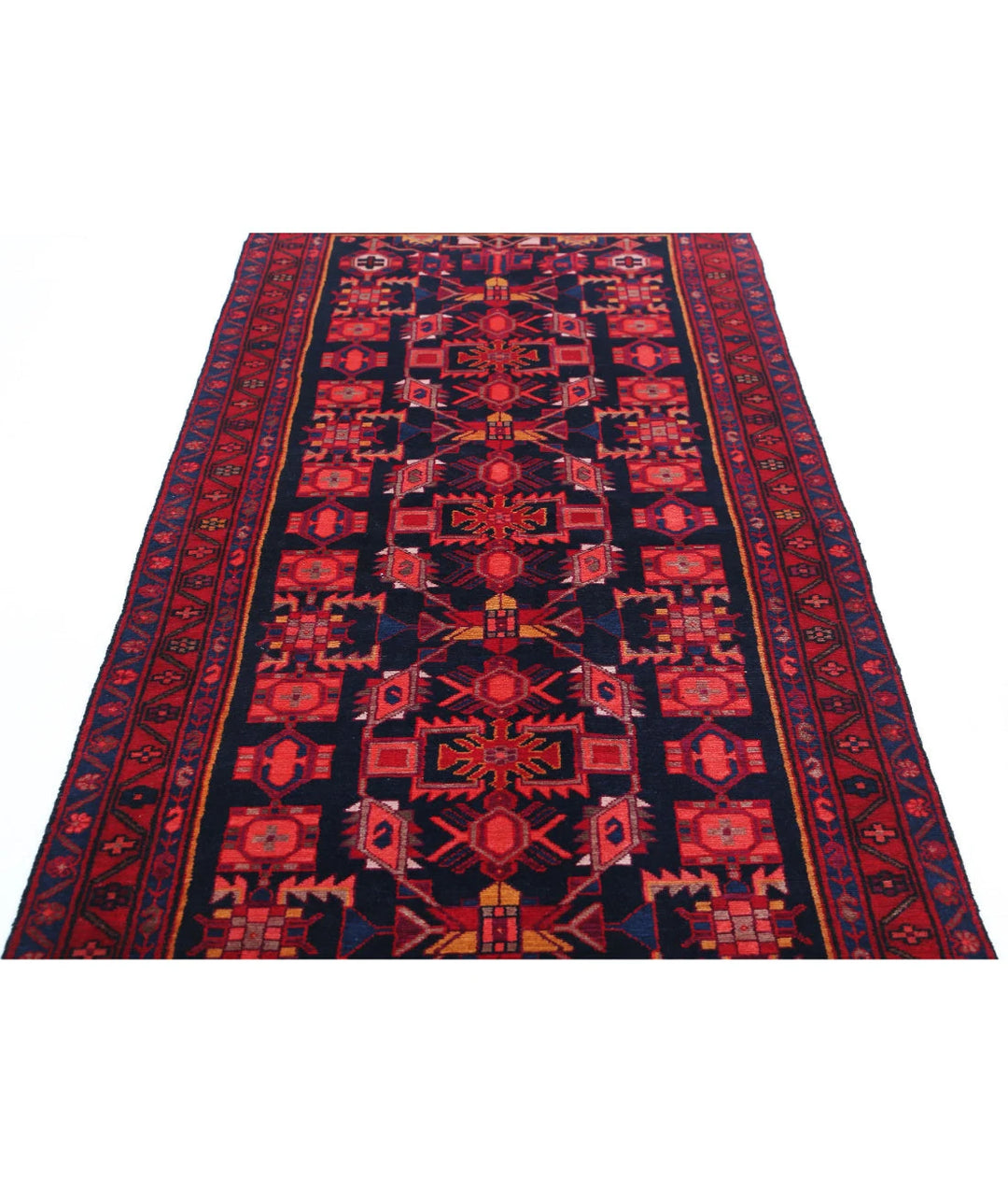 Persian Hamadan Runner Rug 3' 8" x 10' 0" Hand-Knotted | No. AT13965