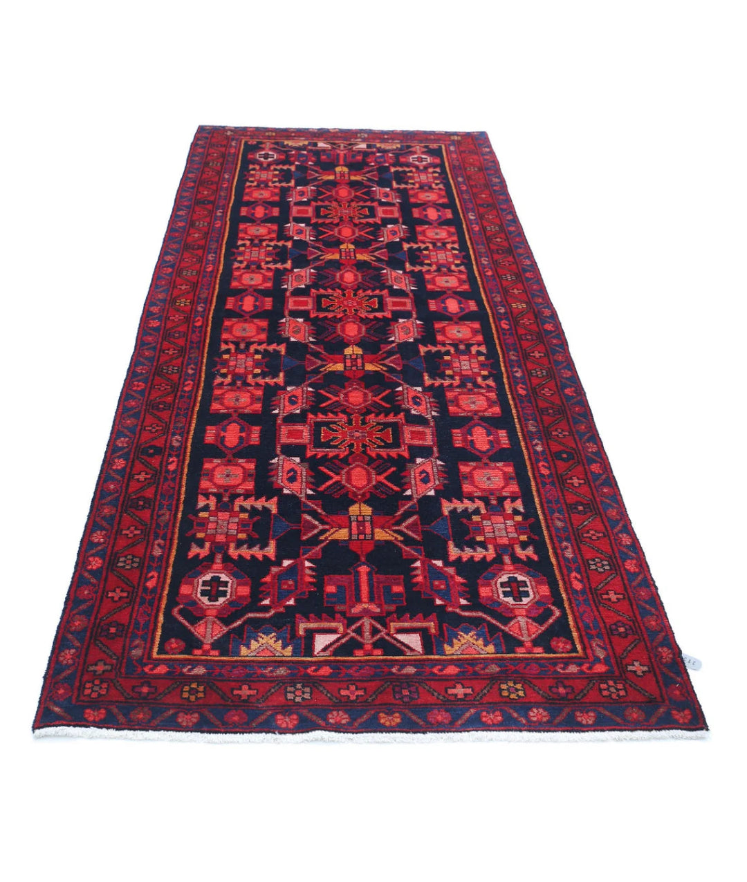 Persian Hamadan Runner Rug 3' 8" x 10' 0" Hand-Knotted | No. AT13965