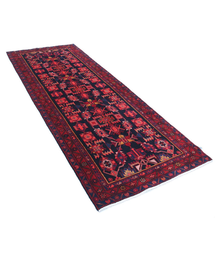 Persian Hamadan Runner Rug 3' 8" x 10' 0" Hand-Knotted | No. AT13965
