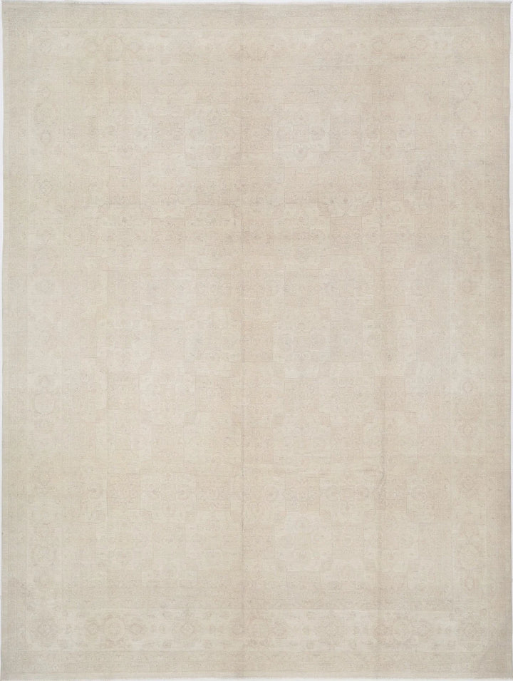 Ivory Afghan Serenity Rug 11' 7" x 15' 3" Hand-Knotted | No. AT13973
