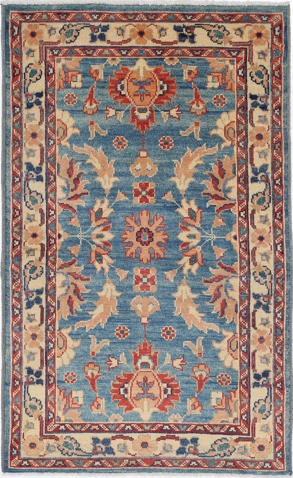 Blue Afghan Ziegler Rug 2'1" x 4'1" Hand-Knotted | No. AT13982
