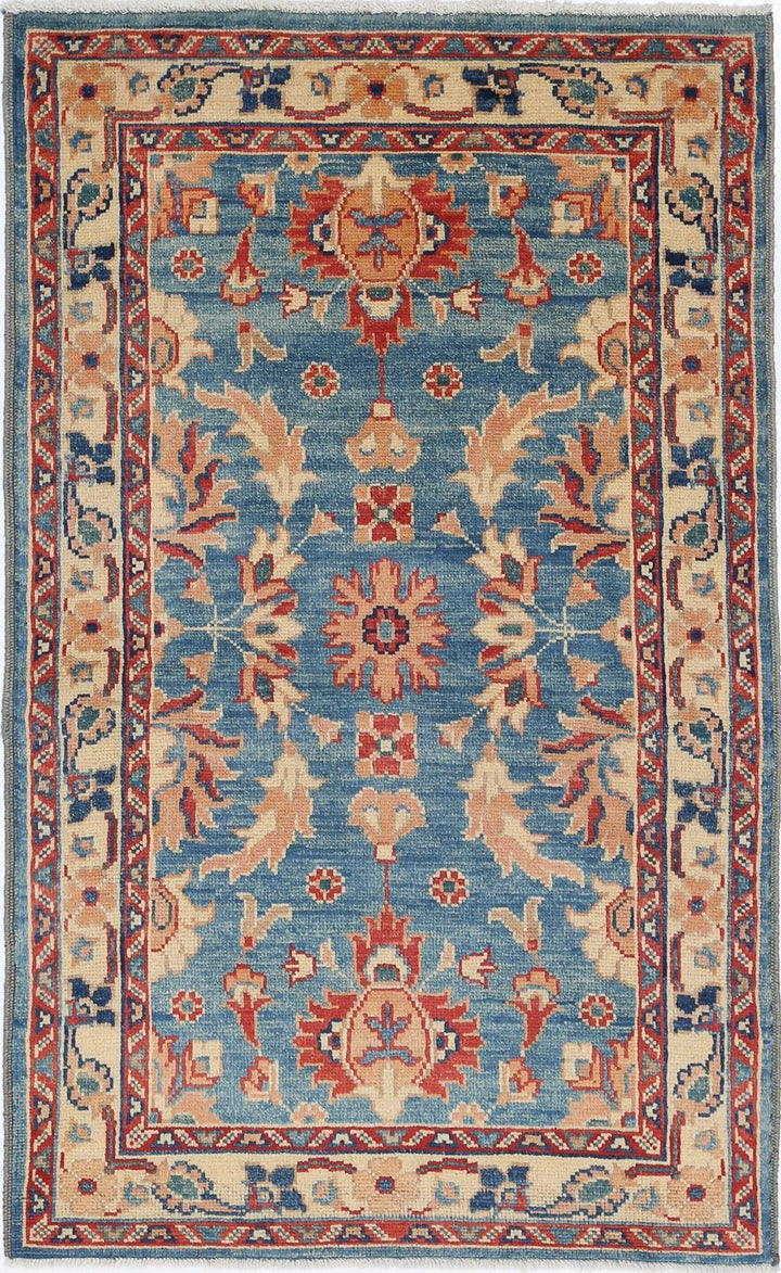 Blue Afghan Ziegler Rug 2'1" x 4'1" Hand-Knotted | No. AT13982