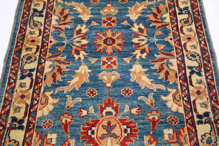 Blue Afghan Ziegler Rug 2'1" x 4'1" Hand-Knotted | No. AT13982