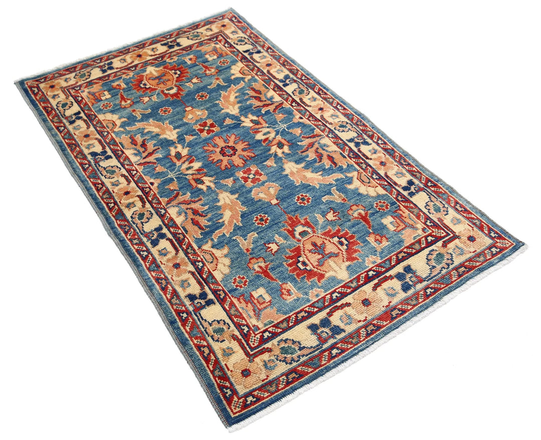 Blue Afghan Ziegler Rug 2'1" x 4'1" Hand-Knotted | No. AT13982