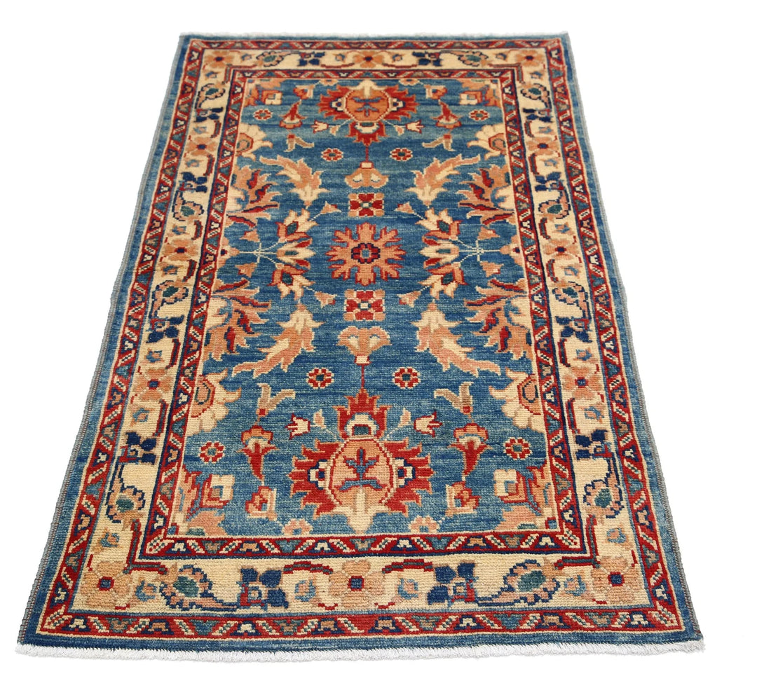 Blue Afghan Ziegler Rug 2'1" x 4'1" Hand-Knotted | No. AT13982