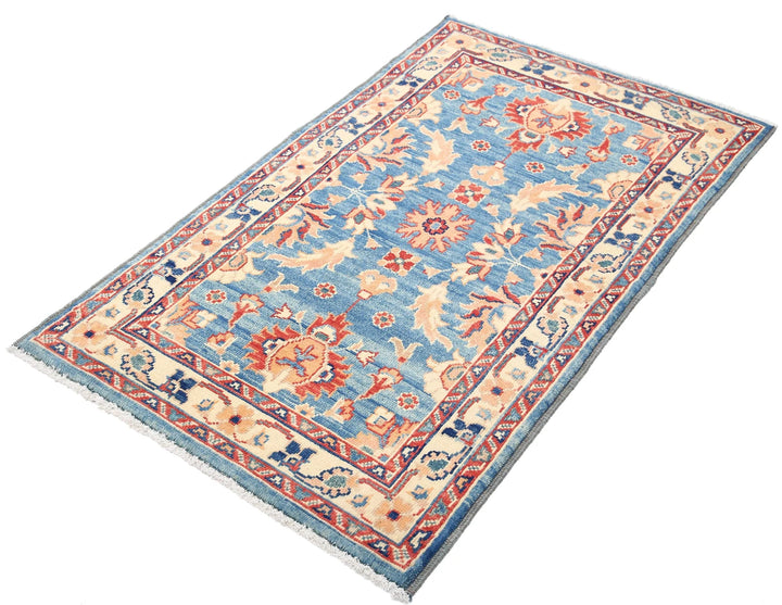 Blue Afghan Ziegler Rug 2'1" x 4'1" Hand-Knotted | No. AT13982