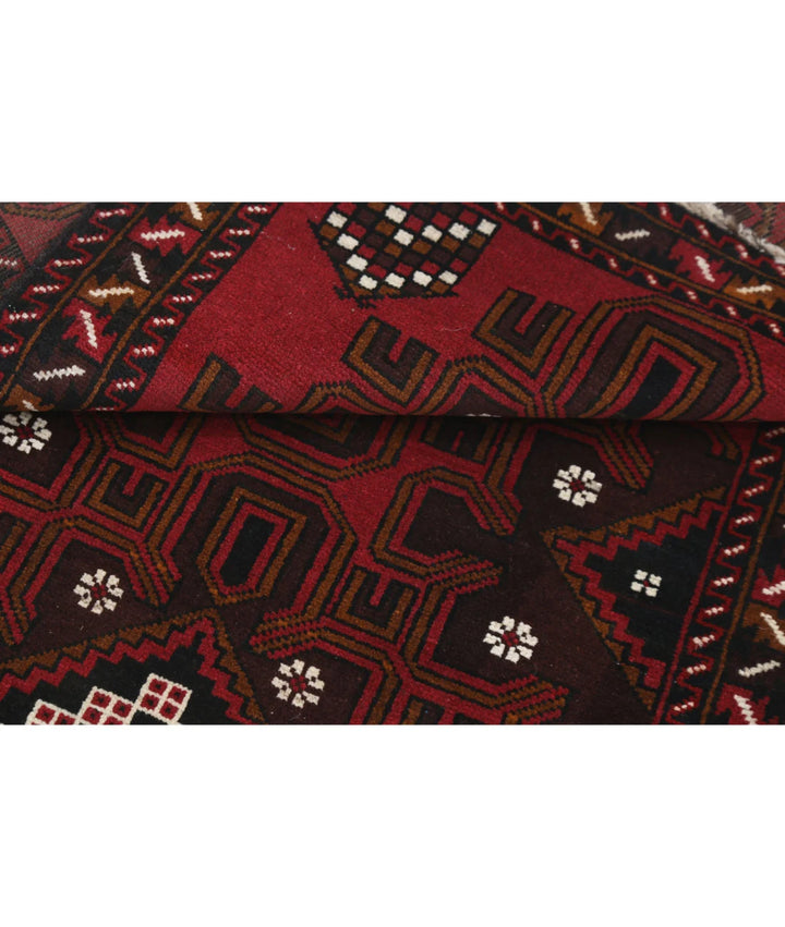 Red Afghan Tribal Rug 2' 9" x 4' 8" Hand-Knotted | No. AT14012
