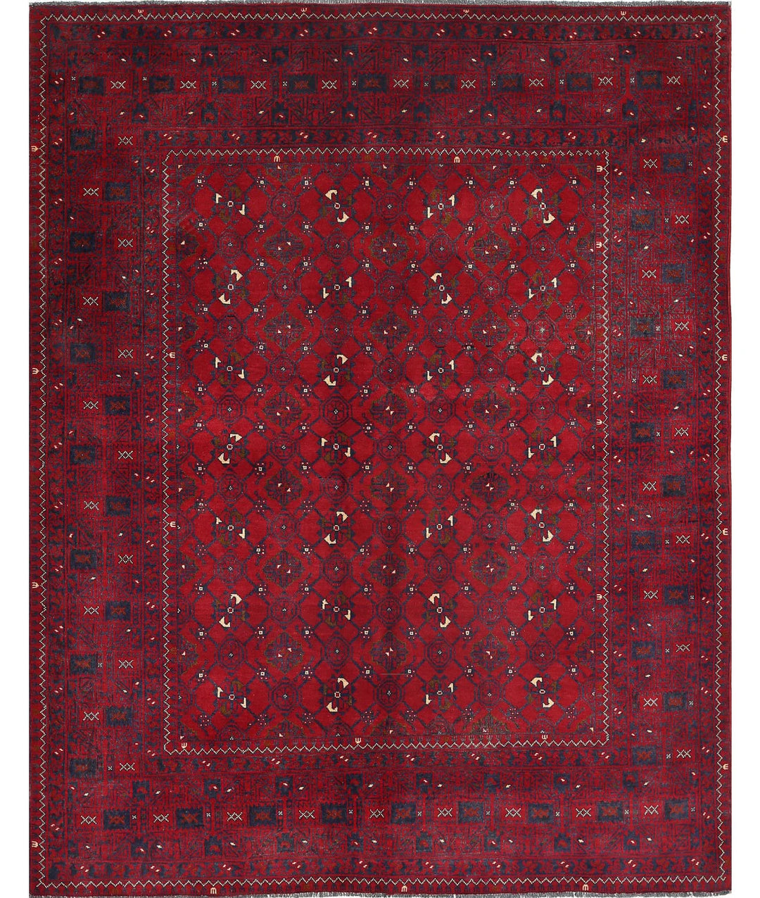 Red Afghan Khamyab Rug 5' 0" x 6' 5" Hand-Knotted | No. AT14020