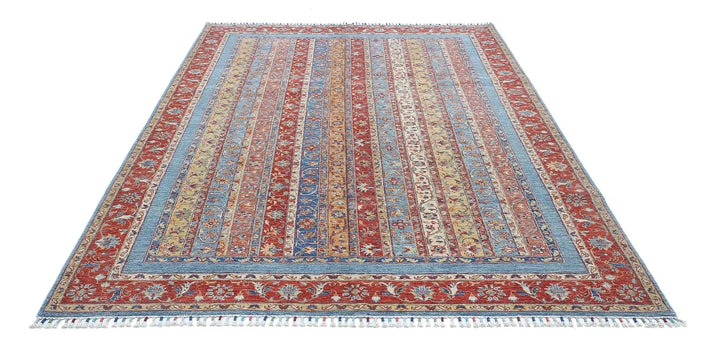Red Afghan Oriental Rug 6' 7" x 9' 9" Hand-Knotted | No. AT140557