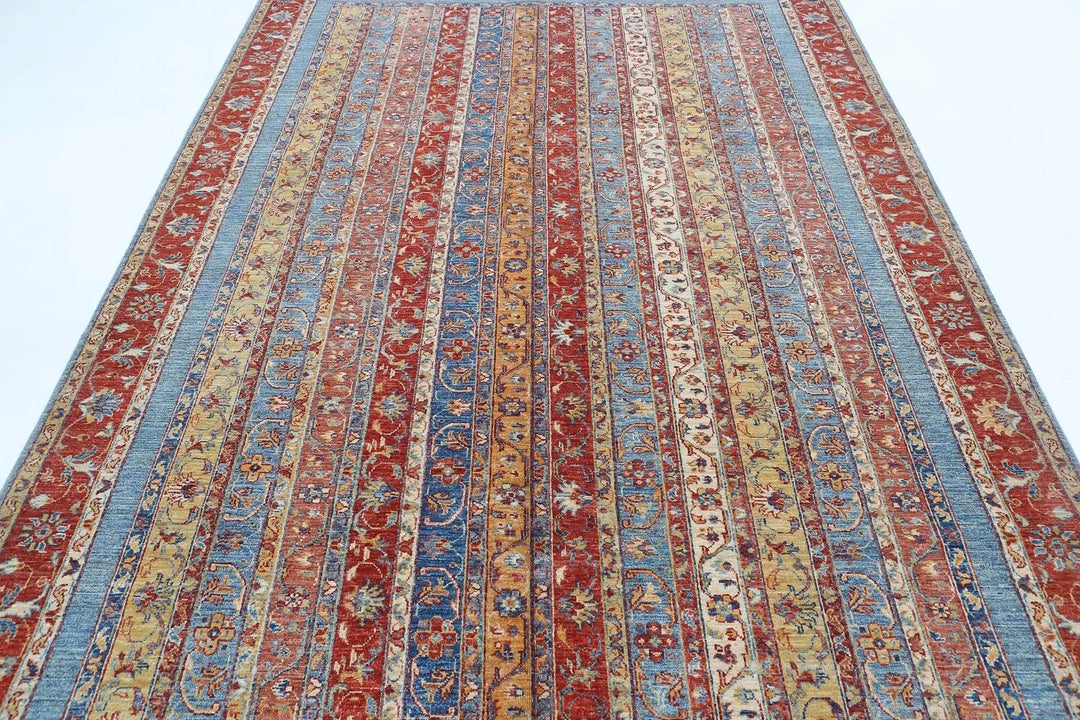 Red Afghan Oriental Rug 6' 7" x 9' 9" Hand-Knotted | No. AT140557