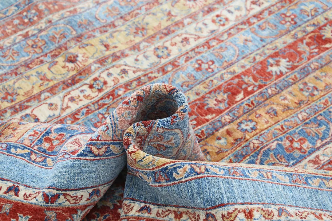 Red Afghan Oriental Rug 6' 7" x 9' 9" Hand-Knotted | No. AT140557