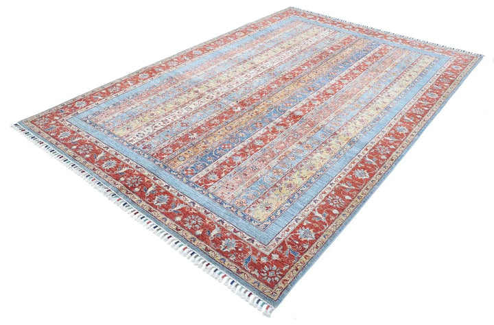 Red Afghan Oriental Rug 6' 7" x 9' 9" Hand-Knotted | No. AT140557