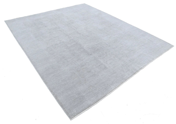 Grey Afghan Overdye Rug 7' 11" x 9' 4" Hand-Knotted | No. AT14113