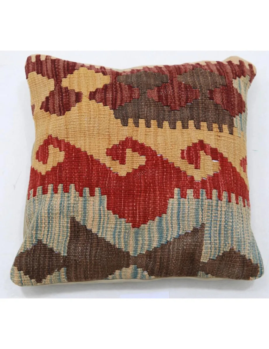 Afghan Tribal Pillow 1' 5" x 1' 5" Hand-Woven | No. AT14266