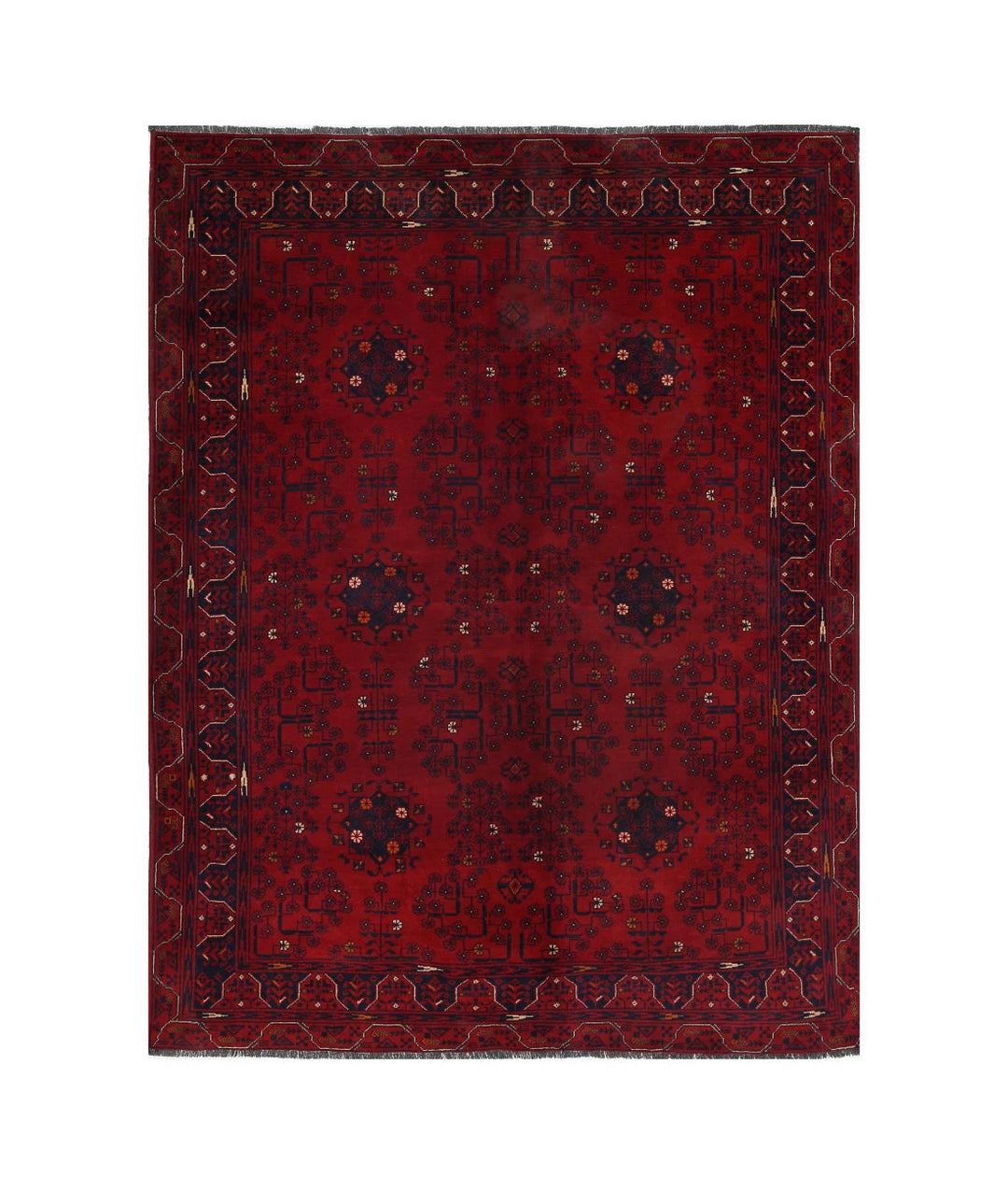 Red Afghan Khamyab Rug 4' 10" x 6' 4" Hand-Knotted | No. AT14281