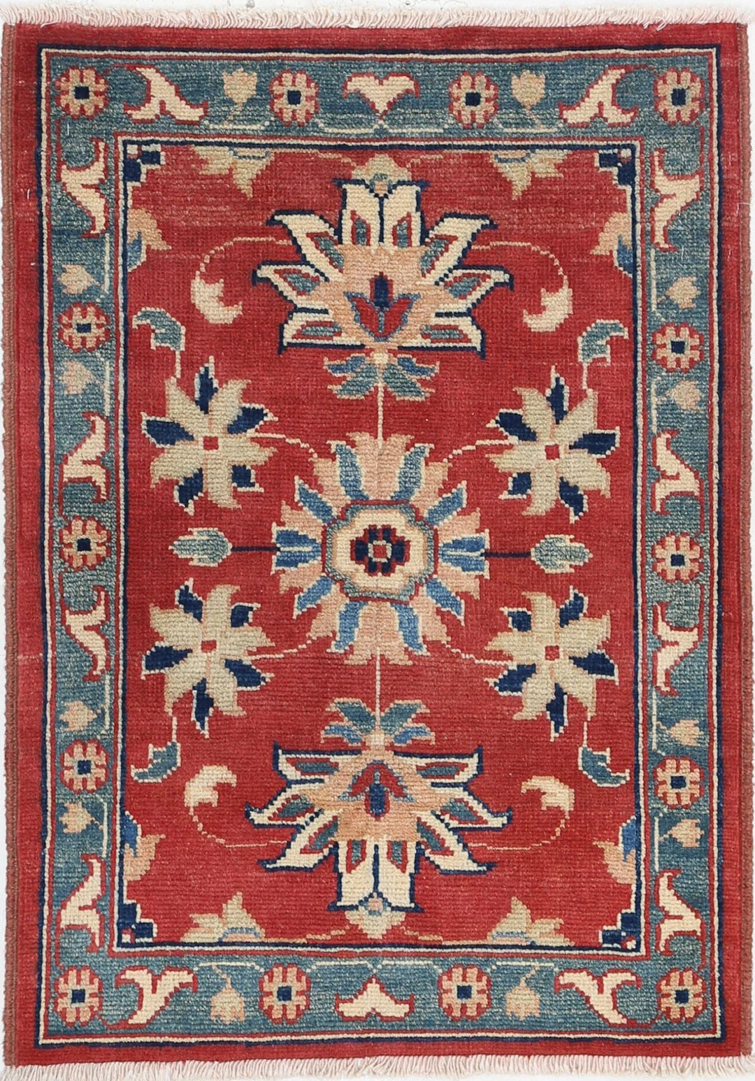 Red Afghan Ziegler Rug 2' 0" x 2' 10" Hand-Knotted | No. AT14337