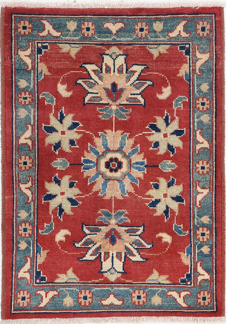Red Afghan Ziegler Rug 2' 0" x 2' 10" Hand-Knotted | No. AT14337