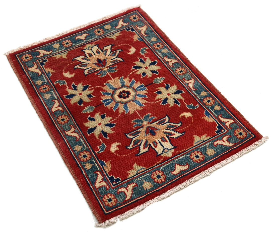 Red Afghan Ziegler Rug 2' 0" x 2' 10" Hand-Knotted | No. AT14337