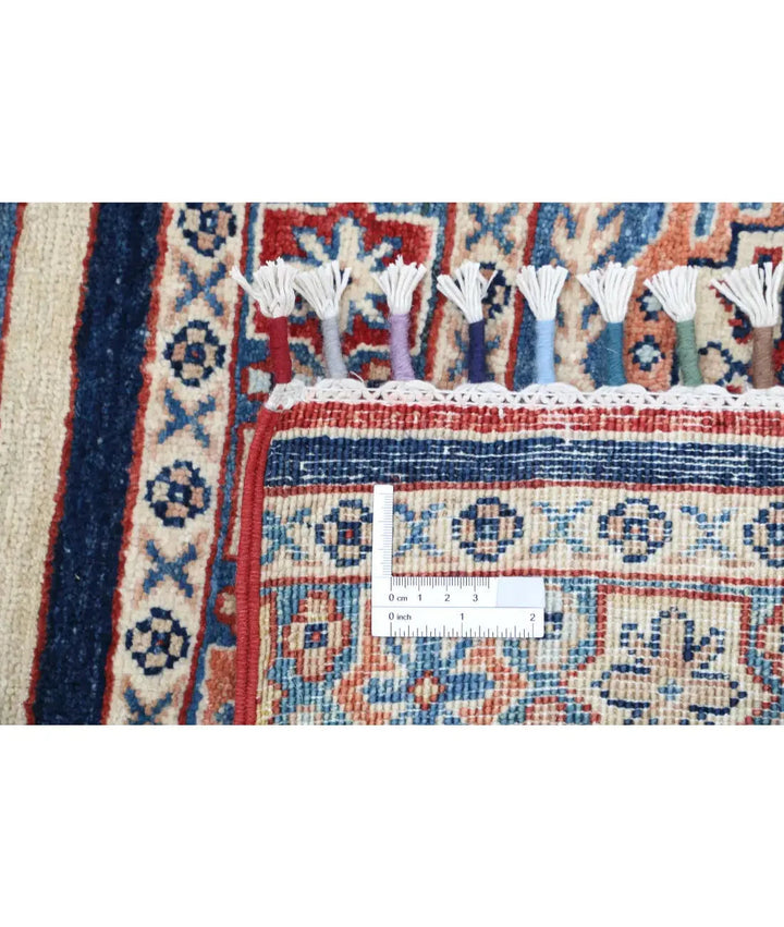 Blue Afghan Khurjeen Rug 5' 4" x 7' 9" Hand-Knotted | No. AT14395