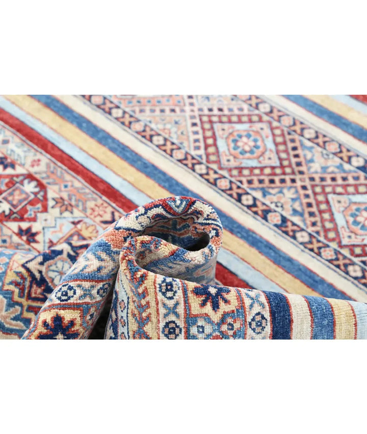 Blue Afghan Khurjeen Rug 5' 4" x 7' 9" Hand-Knotted | No. AT14395