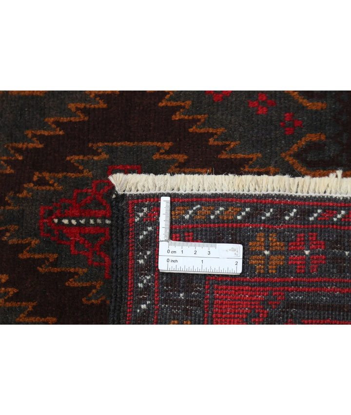 Red Afghan Baluchi Rug 2' 11" x 5' 7" Hand-Knotted | No. AT14430