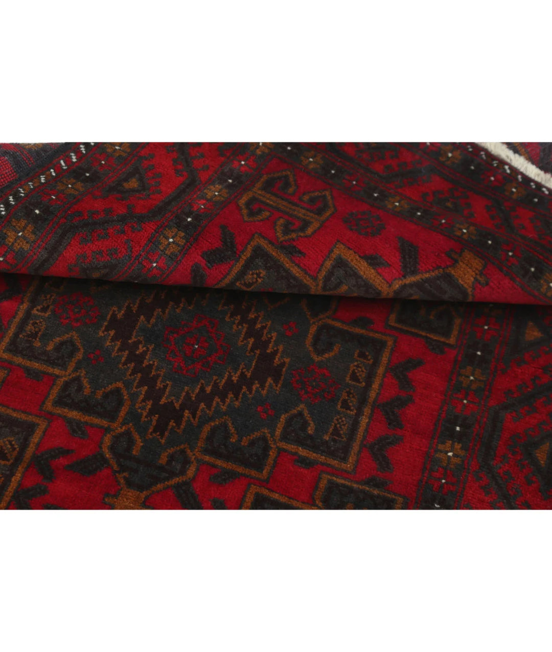 Red Afghan Baluchi Rug 2' 11" x 5' 7" Hand-Knotted | No. AT14430