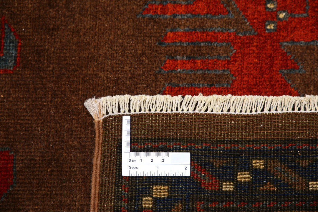 Brown Afghan Humna Rug 7' 3" x 10' 3" Hand-Knotted | No. AT14476