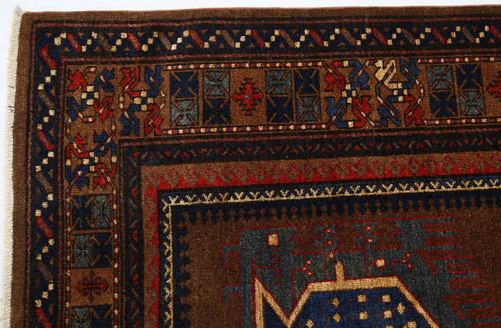 Brown Afghan Humna Rug 7' 3" x 10' 3" Hand-Knotted | No. AT14476
