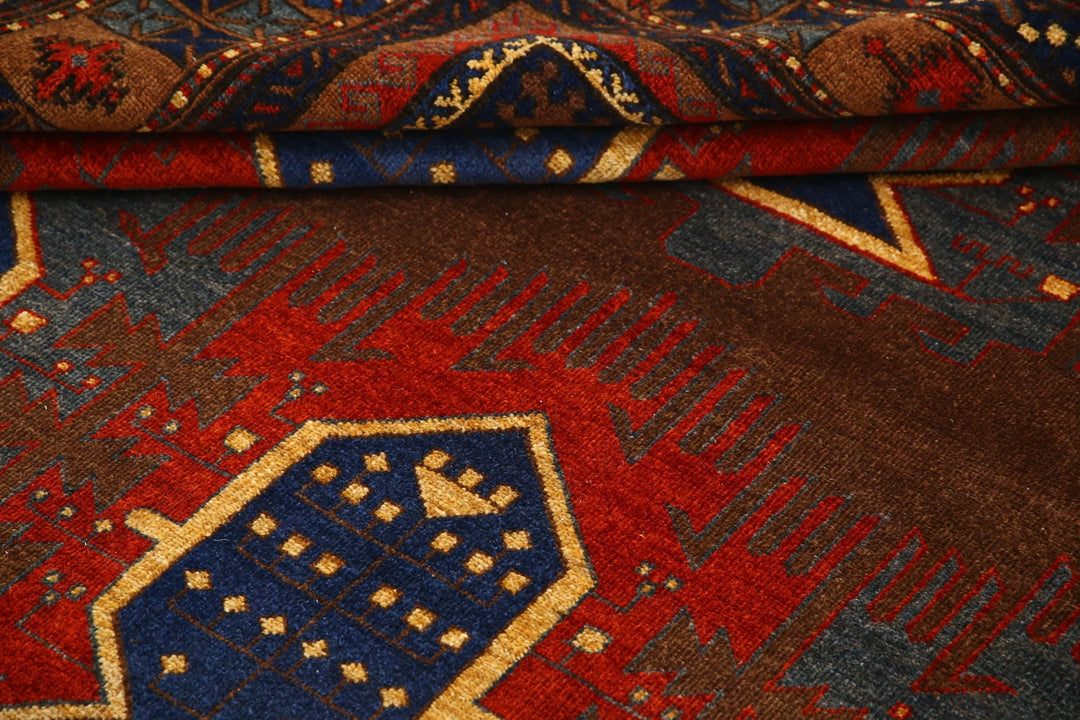 Brown Afghan Humna Rug 7' 3" x 10' 3" Hand-Knotted | No. AT14476