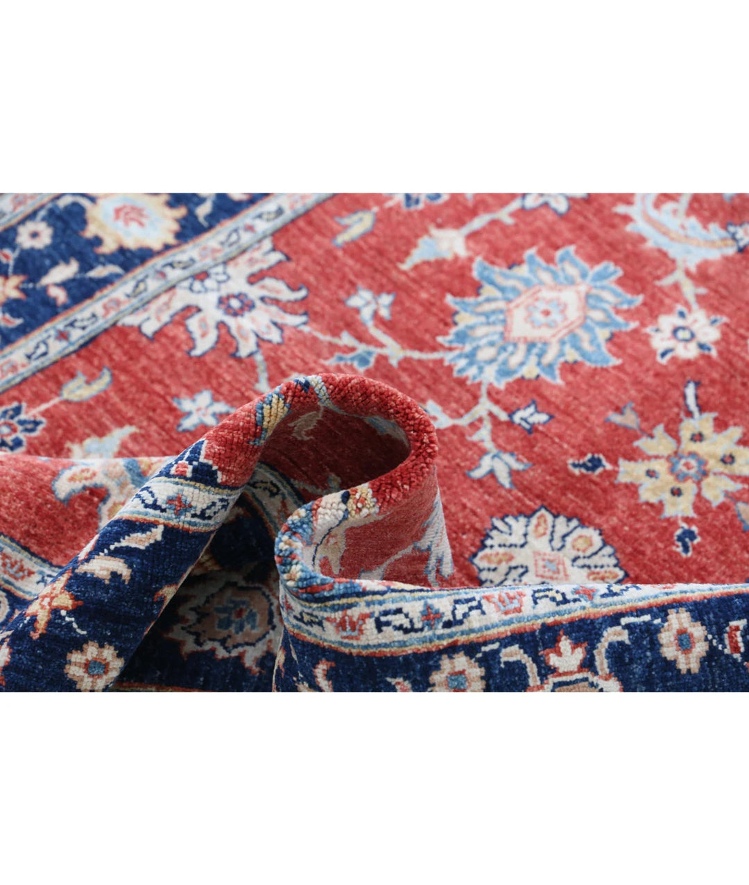 Red Afghan Ziegler Rug 3' 11" x 5' 8" Hand-Knotted | No. AT14492