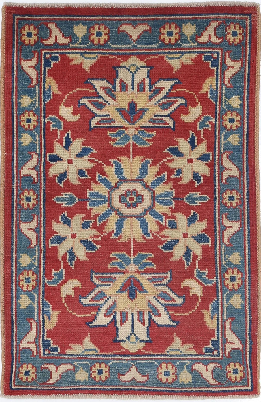 Red Afghan Ziegler Rug 2' 2" x 3' 2" Hand-Knotted | No. AT14646