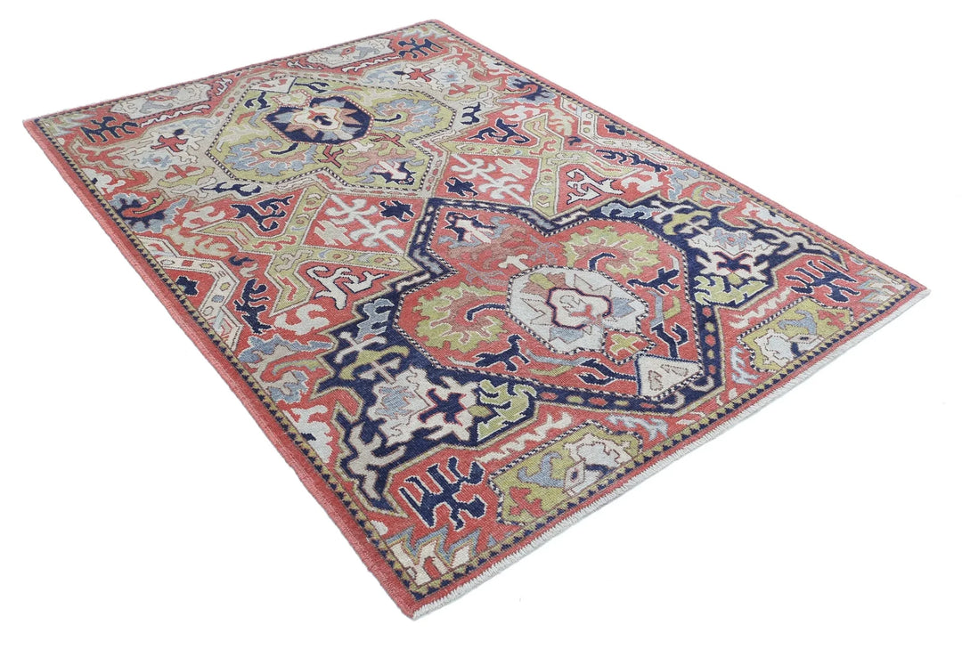 Afghan Ziegler Rug 5' 2" x 6' 11" Hand-Knotted | No. AT14664