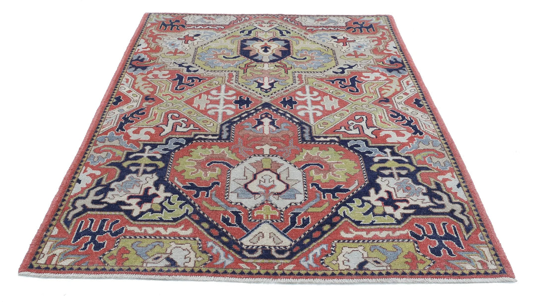 Afghan Ziegler Rug 5' 2" x 6' 11" Hand-Knotted | No. AT14664