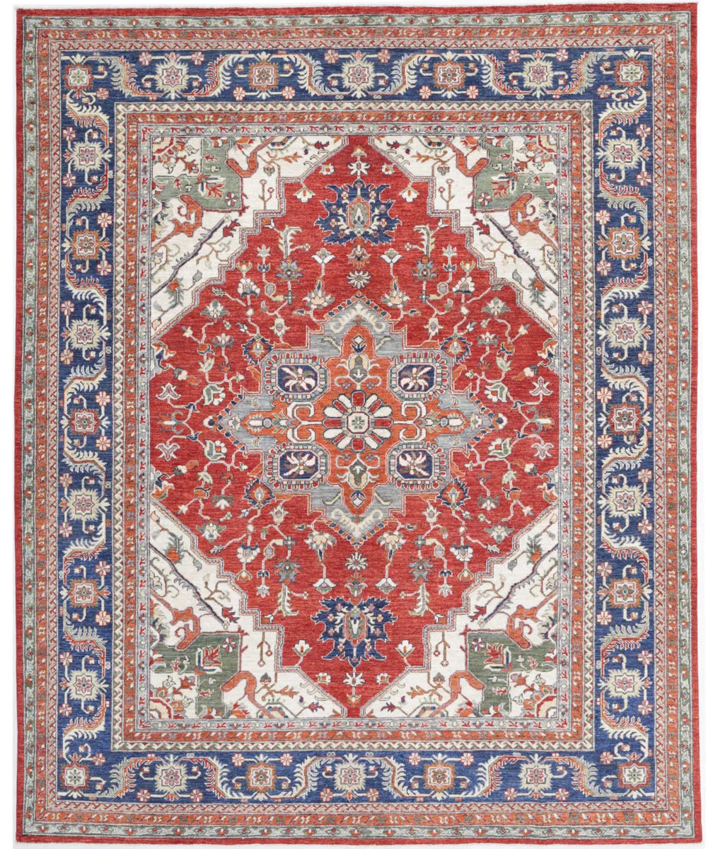 Purple Afghan Heriz Rug 7' 11" x 9' 9" Hand-Knotted | No. AT14756