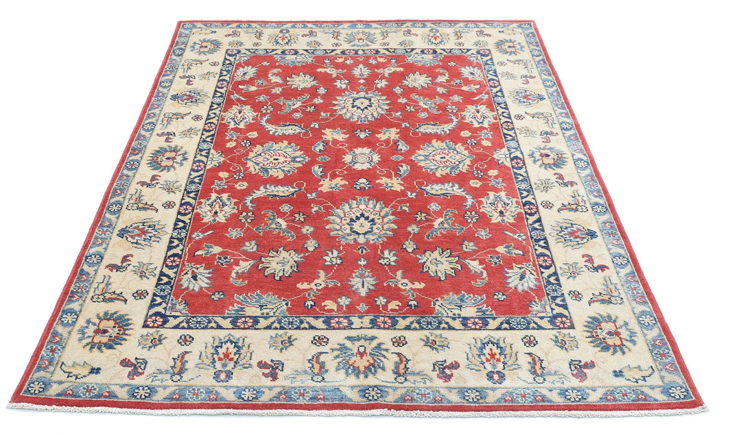 Afghan Ziegler Rug 4' 8" x 6' 10" Hand-Knotted | No. AT14779
