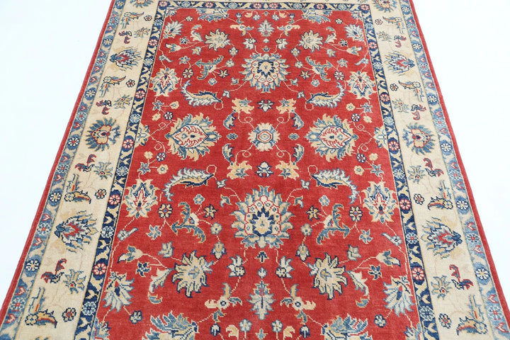 Afghan Ziegler Rug 4' 8" x 6' 10" Hand-Knotted | No. AT14779