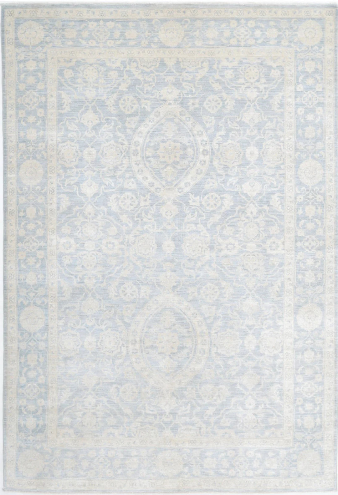 Blue Afghan Serenity Rug 5'11" x 8'8" Hand-Knotted | No. AT14829