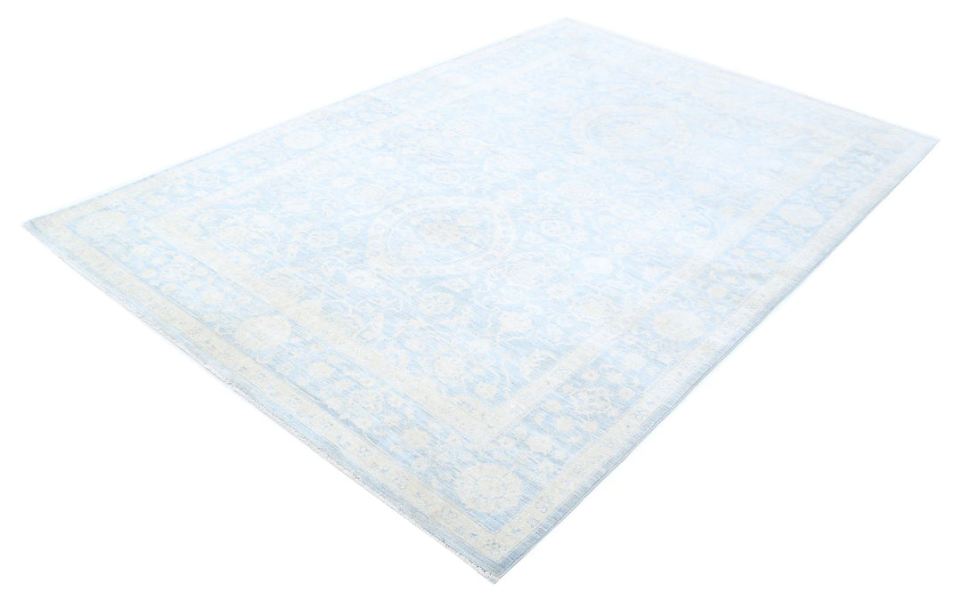 Blue Afghan Serenity Rug 5'11" x 8'8" Hand-Knotted | No. AT14829